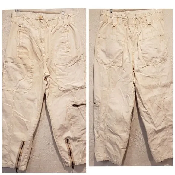 BDG Urban Outfitters Jean Joggers Womens Size S-P Cream Retro 90s Cargo Pocket - Picture 1 of 12